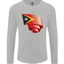 Curled East Timor Flag Day Football Mens Long Sleeve T-Shirt Sports Grey