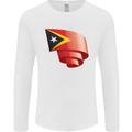 Curled East Timor Flag Day Football Mens Long Sleeve T-Shirt White