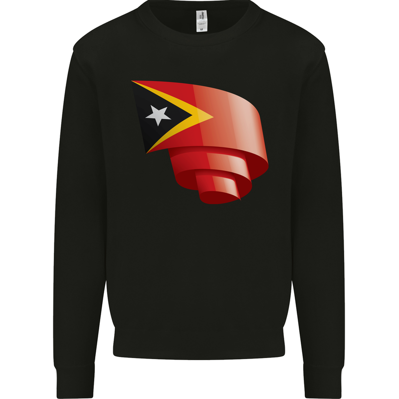 Curled East Timor Flag Day Football Mens Sweatshirt Jumper Black