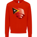 Curled East Timor Flag Day Football Mens Sweatshirt Jumper Bright Red