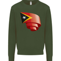 Curled East Timor Flag Day Football Mens Sweatshirt Jumper Forest Green