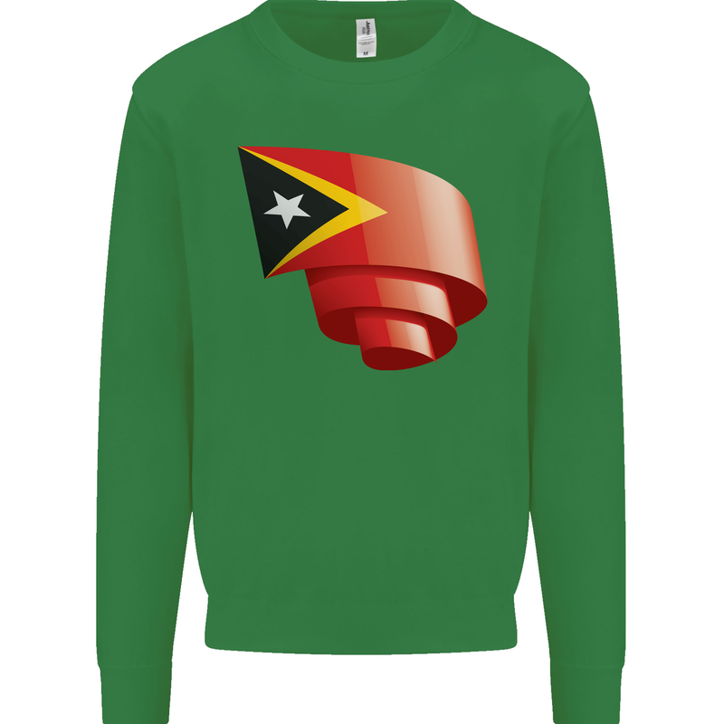 Curled East Timor Flag Day Football Mens Sweatshirt Jumper Irish Green