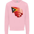 Curled East Timor Flag Day Football Mens Sweatshirt Jumper Light Pink