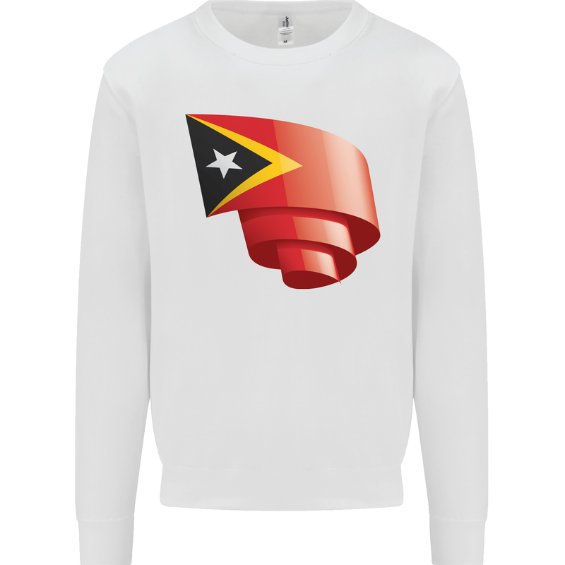 Curled East Timor Flag Day Football Mens Sweatshirt Jumper White