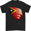 Curled East Timor Flag Day Football Mens T-Shirt 100% Cotton Black
