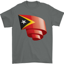 Curled East Timor Flag Day Football Mens T-Shirt 100% Cotton Charcoal