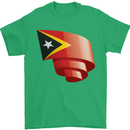 Curled East Timor Flag Day Football Mens T-Shirt 100% Cotton Irish Green