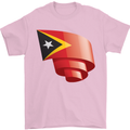 Curled East Timor Flag Day Football Mens T-Shirt 100% Cotton Light Pink