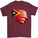 Curled East Timor Flag Day Football Mens T-Shirt 100% Cotton Maroon