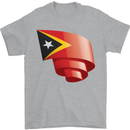 Curled East Timor Flag Day Football Mens T-Shirt 100% Cotton Sports Grey
