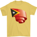 Curled East Timor Flag Day Football Mens T-Shirt 100% Cotton Yellow
