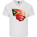 Curled East Timor Flag Day Football Mens V-Neck Cotton T-Shirt White