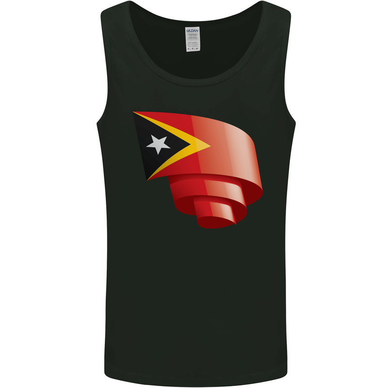 Curled East Timor Flag Day Football Mens Vest Tank Top Black