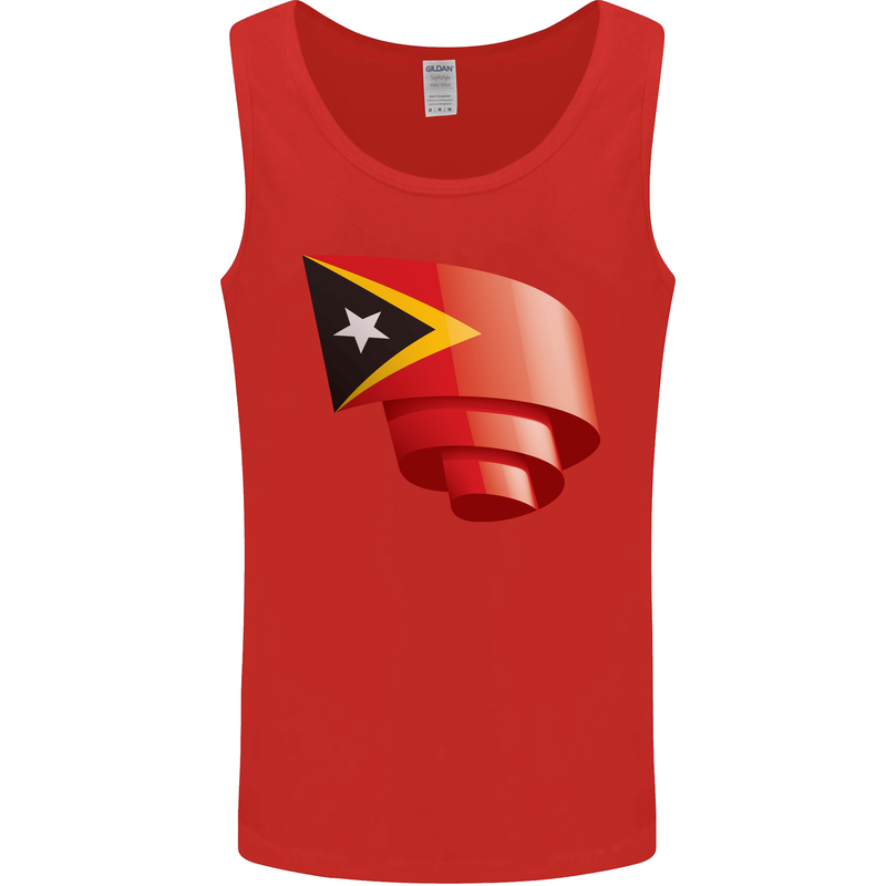 Curled East Timor Flag Day Football Mens Vest Tank Top Red