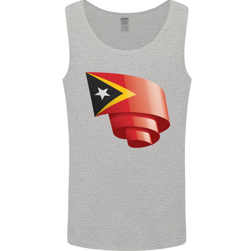 Curled East Timor Flag Day Football Mens Vest Tank Top Sports Grey