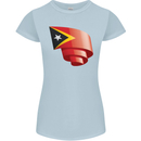 Curled East Timor Flag Day Football Womens Petite Cut T-Shirt Light Blue