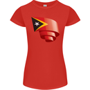 Curled East Timor Flag Day Football Womens Petite Cut T-Shirt Red