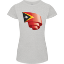 Curled East Timor Flag Day Football Womens Petite Cut T-Shirt Sports Grey