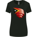 Curled East Timor Flag Day Football Womens Wider Cut T-Shirt Black