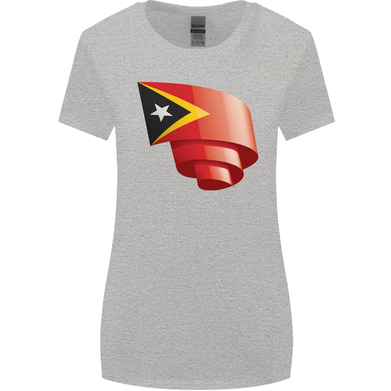 Curled East Timor Flag Day Football Womens Wider Cut T-Shirt Sports Grey