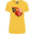 Curled East Timor Flag Day Football Womens Wider Cut T-Shirt Yellow
