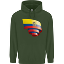 Curled Ecuador Flag Ecuadorian Day Football Childrens Kids Hoodie Forest Green