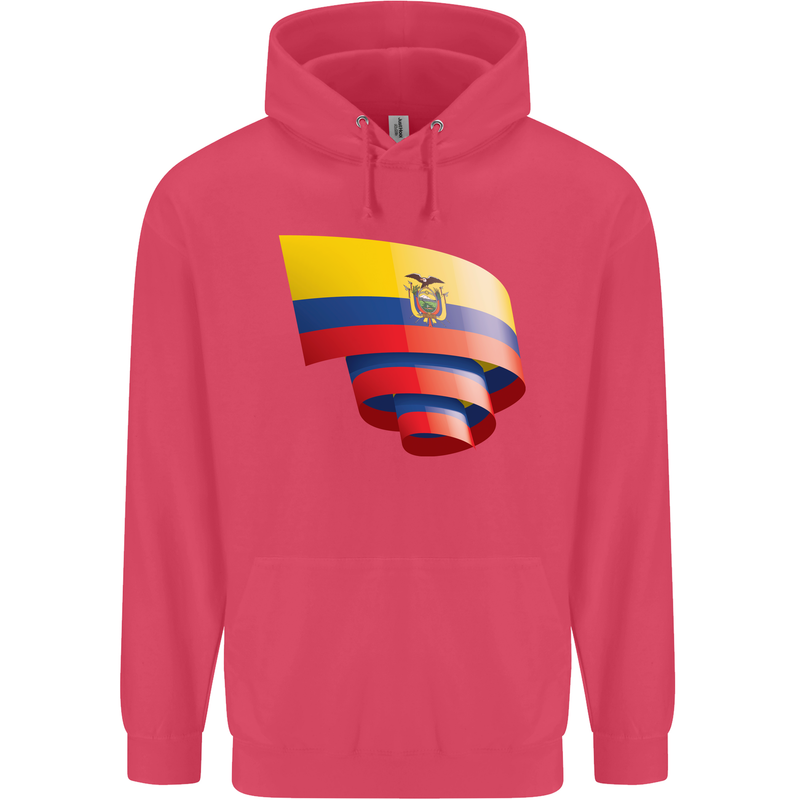 Curled Ecuador Flag Ecuadorian Day Football Childrens Kids Hoodie Heliconia