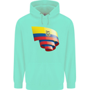 Curled Ecuador Flag Ecuadorian Day Football Childrens Kids Hoodie Peppermint