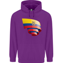 Curled Ecuador Flag Ecuadorian Day Football Childrens Kids Hoodie Purple