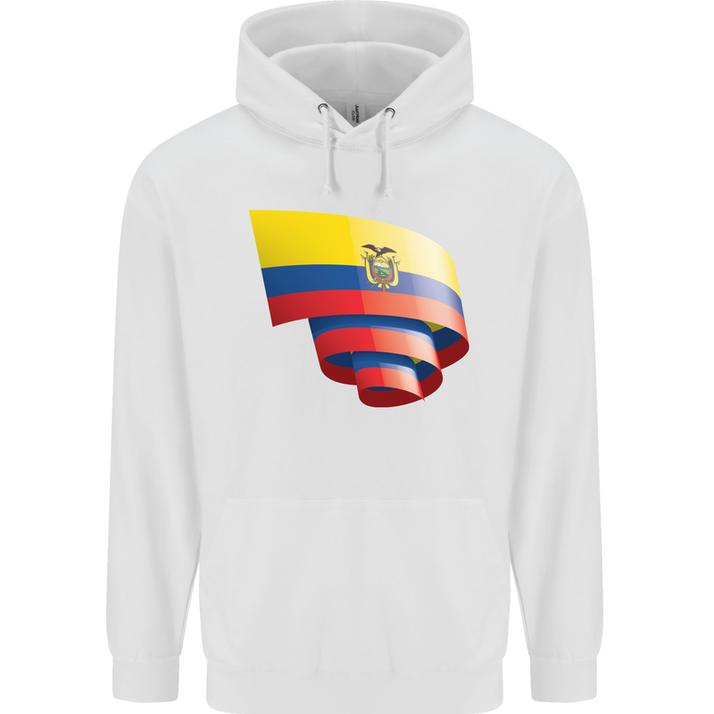 Curled Ecuador Flag Ecuadorian Day Football Childrens Kids Hoodie White