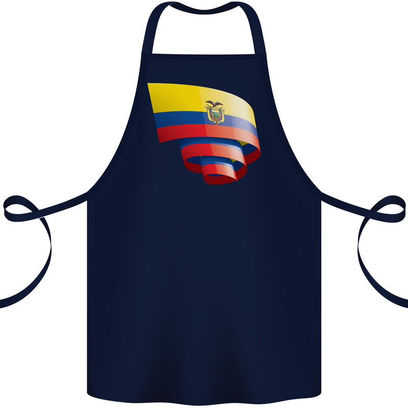 Curled Ecuador Flag Ecuadorian Day Football Cotton Apron 100% Organic Navy Blue