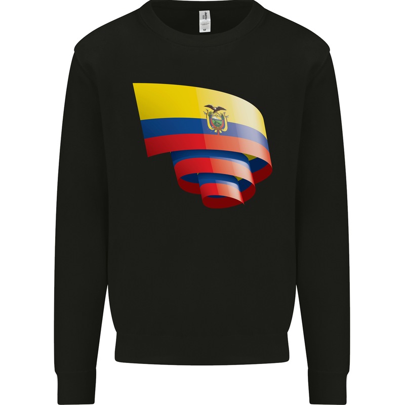 Curled Ecuador Flag Ecuadorian Day Football Kids Sweatshirt Jumper Black