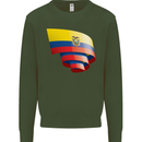 Curled Ecuador Flag Ecuadorian Day Football Kids Sweatshirt Jumper Forest Green