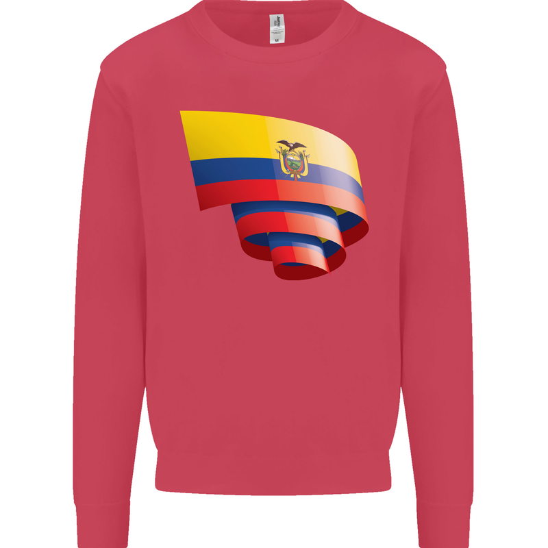 Curled Ecuador Flag Ecuadorian Day Football Kids Sweatshirt Jumper Heliconia