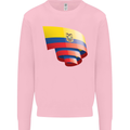 Curled Ecuador Flag Ecuadorian Day Football Kids Sweatshirt Jumper Light Pink