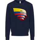 Curled Ecuador Flag Ecuadorian Day Football Kids Sweatshirt Jumper Navy Blue