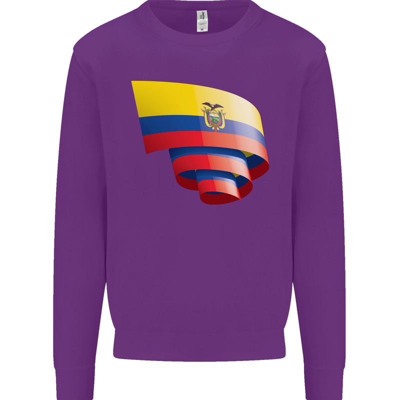 Curled Ecuador Flag Ecuadorian Day Football Kids Sweatshirt Jumper Purple