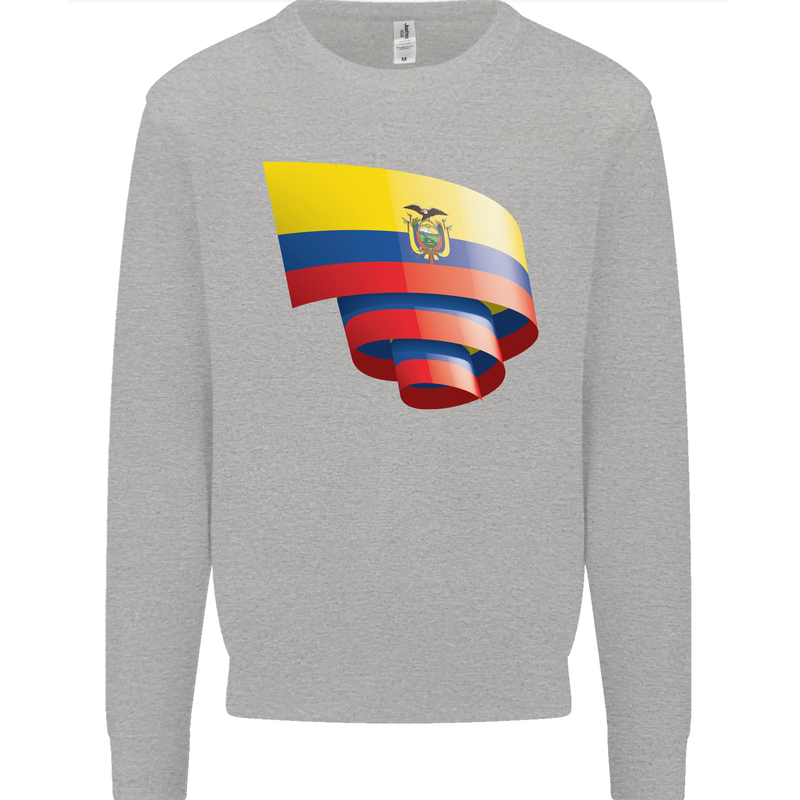 Curled Ecuador Flag Ecuadorian Day Football Kids Sweatshirt Jumper Sports Grey
