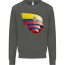 Curled Ecuador Flag Ecuadorian Day Football Kids Sweatshirt Jumper Storm Grey