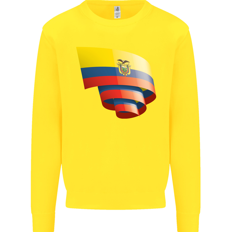 Curled Ecuador Flag Ecuadorian Day Football Kids Sweatshirt Jumper Yellow