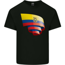Curled Ecuador Flag Ecuadorian Day Football Kids T-Shirt Childrens Black