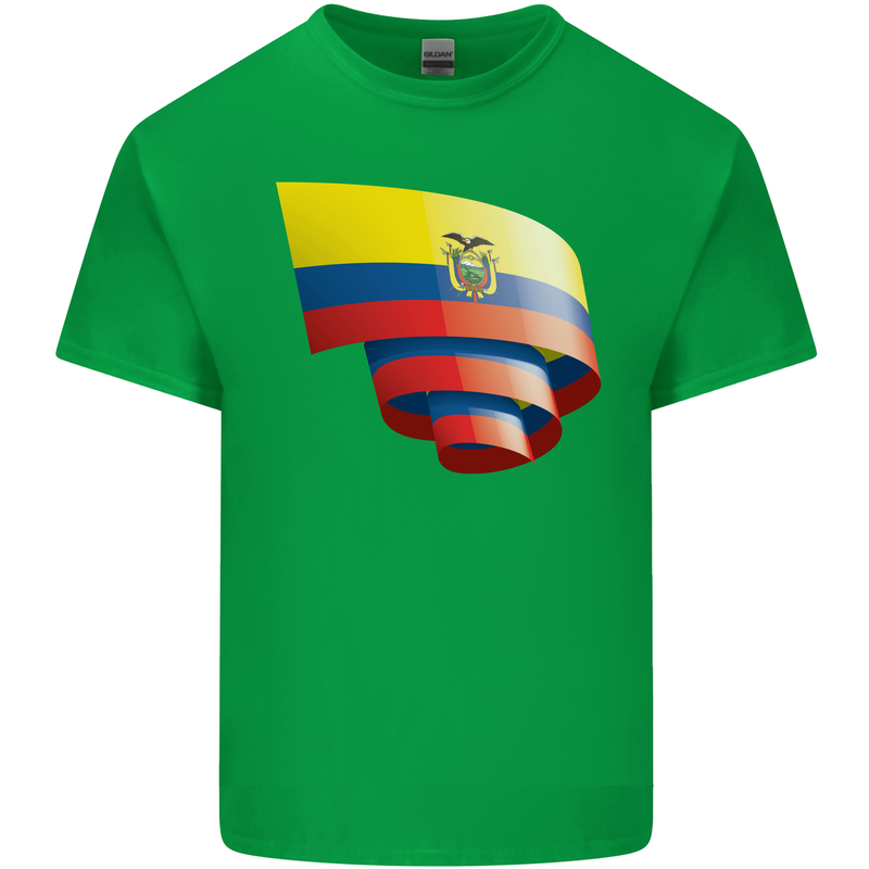 Curled Ecuador Flag Ecuadorian Day Football Kids T-Shirt Childrens Irish Green