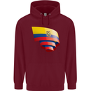 Curled Ecuador Flag Ecuadorian Day Football Mens 80% Cotton Hoodie Maroon