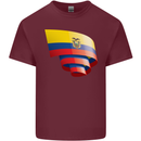 Curled Ecuador Flag Ecuadorian Day Football Mens Cotton T-Shirt Tee Top Maroon