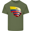 Curled Ecuador Flag Ecuadorian Day Football Mens Cotton T-Shirt Tee Top Military Green