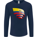 Curled Ecuador Flag Ecuadorian Day Football Mens Long Sleeve T-Shirt Navy Blue