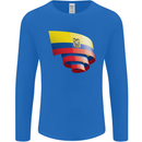 Curled Ecuador Flag Ecuadorian Day Football Mens Long Sleeve T-Shirt Royal Blue