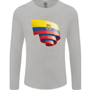 Curled Ecuador Flag Ecuadorian Day Football Mens Long Sleeve T-Shirt Sports Grey