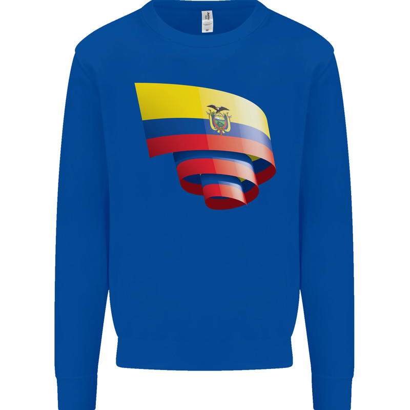 Curled Ecuador Flag Ecuadorian Day Football Mens Sweatshirt Jumper Royal Blue