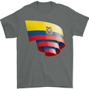 Curled Ecuador Flag Ecuadorian Day Football Mens T-Shirt 100% Cotton Charcoal